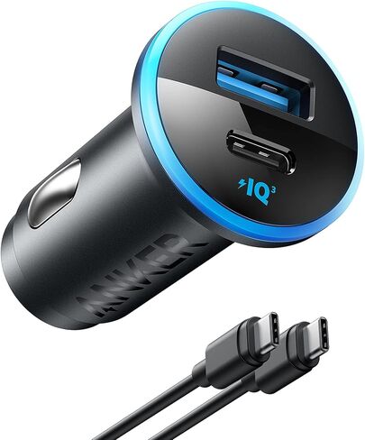محول شاحن سيارة USB C، شاحن USB ولاعة سجائر Anker 52.5 وات، شاحن سيارة 323 Anker مع شحن سريع 30 وات PowerIQ 3.0 لهاتف iPhone 14/13 Samsung Galaxy S23/22 Pixel in Kuwait