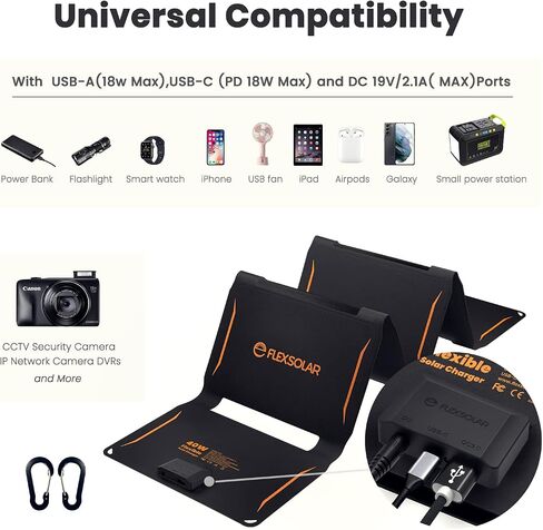 20W Small USB Solar Panel Charger 15W USB-A PD2.0 USB-C Foldable Portable Lightweight ETFE Power Emergency Panel IP67 Waterproof Hiking Camping Backpacking for Phones Battery Packs Tablets Power Bank in Saudi Arabia