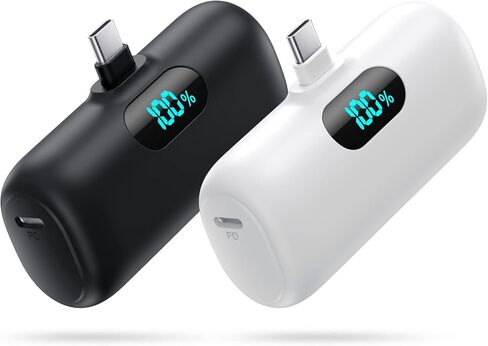 [2-Pack] Mini Portable Charger 5000mAh Power Bank, 3A PD USB C Cell Phone Portable Power, LCD Display Battery Pack Compatible with iPhone 15/15 plus/15 pro/15 pro Max/Android phone/Samsung/Moto/LG etc in Kuwait