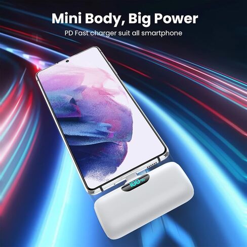 [2-Pack] Mini Portable Charger 5000mAh Power Bank, 3A PD USB C Cell Phone Portable Power, LCD Display Battery Pack Compatible with iPhone 15/15 plus/15 pro/15 pro Max/Android phone/Samsung/Moto/LG etc in Kuwait