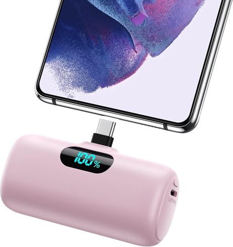 [2-Pack] Mini Portable Charger 5000mAh Power Bank, 3A PD USB C Cell Phone Portable Power, LCD Display Battery Pack Compatible with iPhone 15/15 plus/15 pro/15 pro Max/Android phone/Samsung/Moto/LG etc in Saudi Arabia
