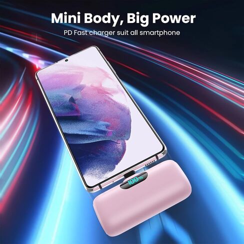 [2-Pack] Mini Portable Charger 5000mAh Power Bank, 3A PD USB C Cell Phone Portable Power, LCD Display Battery Pack Compatible with iPhone 15/15 plus/15 pro/15 pro Max/Android phone/Samsung/Moto/LG etc in Saudi Arabia