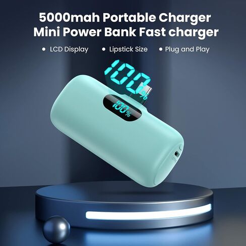 [2-Pack] Mini Portable Charger 5000mAh Power Bank, 3A PD USB C Cell Phone Portable Power, LCD Display Battery Pack Compatible with iPhone 15/15 plus/15 pro/15 pro Max/Android phone/Samsung/Moto/LG etc in Saudi Arabia