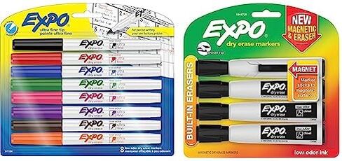 EXPO Low Odor Dry Erase Markers, Ultra-Fine Tip, Assorted Colors, 8 Pack in Kuwait