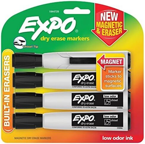 EXPO Low Odor Dry Erase Markers, Ultra-Fine Tip, Assorted Colors, 8 Pack in Kuwait