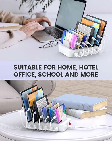 محطة شحن متعددة 50 وات، 6 منافذ، قاعدة شحن USB لأجهزة متعددة in Kuwait