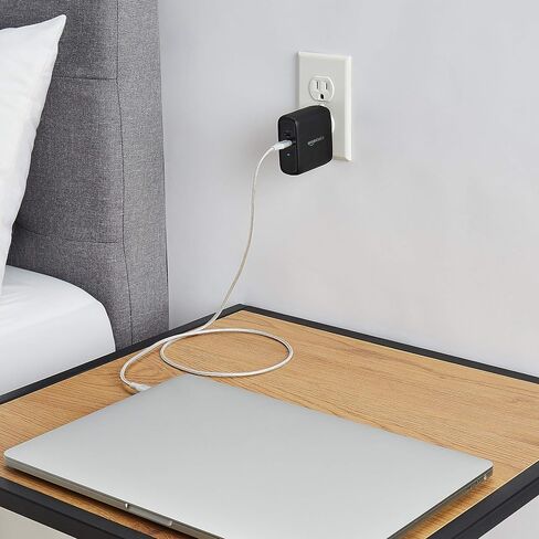 شاحن حائط Amazon Basics بقدرة 65 وات بمنفذ واحد GaN USB-C مع توصيل الطاقة PD 3.0، قابس قابل للطي، محمول، شحن سريع لأجهزة الكمبيوتر المحمولة والأجهزة اللوحية والهواتف، غير PPS، أسود in Kuwait