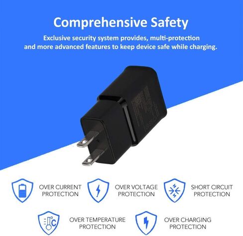 شاحن حائط سريع الشحن من سامسونج مع مجموعة كابلات Micro USB 2.0 بطول 5 أقدام/1.5 متر متوافقة مع هواتف Samsung Galaxy S7/S7 E/S6/S6 E/Note5/4 /S4/S3/MP3 وغيرها (عبوتان) in Kuwait