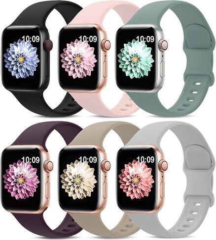 6 Pack Sport Bands Compatible with Apple Watch Band 38mm 40mm 41mm 42mm 44mm 45mm 49mm,Soft Silicone Waterproof Strap Compatible with iWatch Apple Watch Series 9 Ultra 8 7 6 5 4 3 2 1 SE Women Men in Saudi Arabia