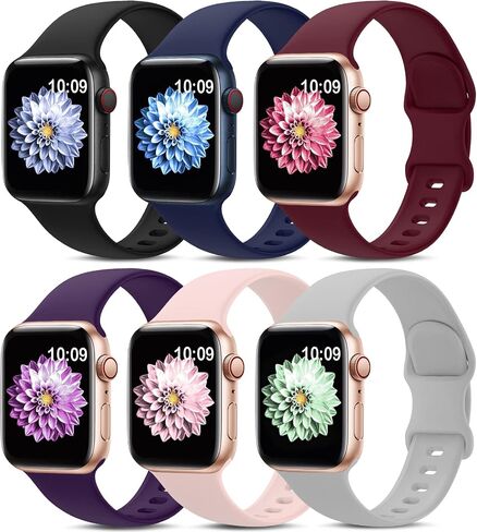 6 Pack Sport Bands Compatible with Apple Watch Band 38mm 40mm 41mm 42mm 44mm 45mm 49mm,Soft Silicone Waterproof Strap Compatible with iWatch Apple Watch Series 9 Ultra 8 7 6 5 4 3 2 1 SE Women Men in Saudi Arabia