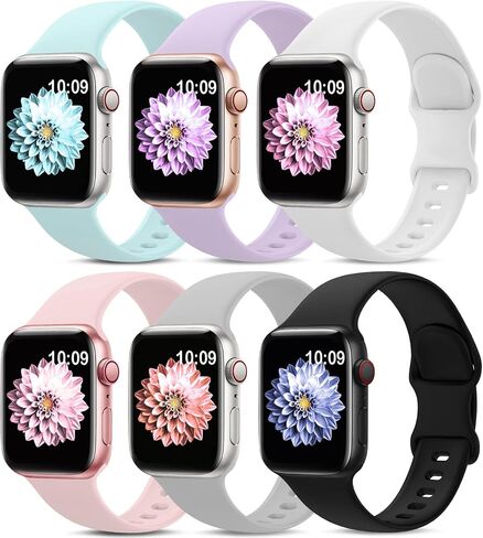 6 Pack Sport Bands Compatible with Apple Watch Band 38mm 40mm 41mm 42mm 44mm 45mm 49mm,Soft Silicone Waterproof Strap Compatible with iWatch Apple Watch Series 9 Ultra 8 7 6 5 4 3 2 1 SE Women Men in Saudi Arabia
