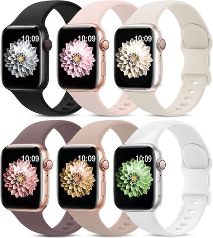 6 Pack Sport Bands Compatible with Apple Watch Band 38mm 40mm 41mm 42mm 44mm 45mm 49mm,Soft Silicone Waterproof Strap Compatible with iWatch Apple Watch Series 9 Ultra 8 7 6 5 4 3 2 1 SE Women Men in Saudi Arabia