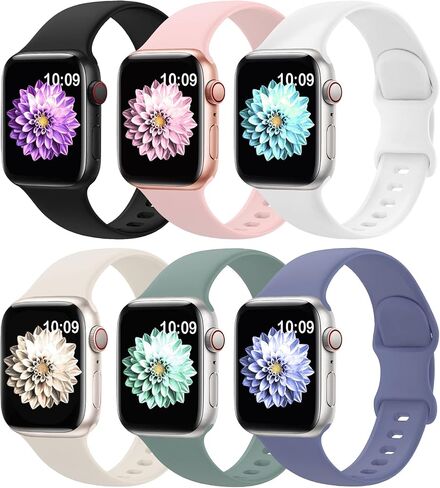 6 Pack Sport Bands Compatible with Apple Watch Band 38mm 40mm 41mm 42mm 44mm 45mm 49mm,Soft Silicone Waterproof Strap Compatible with iWatch Apple Watch Series 9 Ultra 8 7 6 5 4 3 2 1 SE Women Men in Saudi Arabia