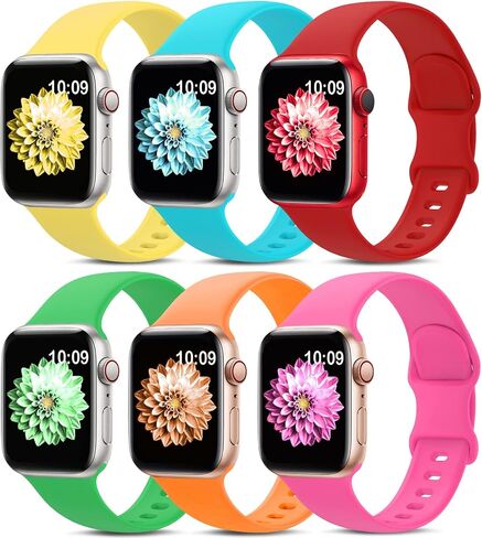 6 Pack Sport Bands Compatible with Apple Watch Band 38mm 40mm 41mm 42mm 44mm 45mm 49mm,Soft Silicone Waterproof Strap Compatible with iWatch Apple Watch Series 9 Ultra 8 7 6 5 4 3 2 1 SE Women Men in Saudi Arabia
