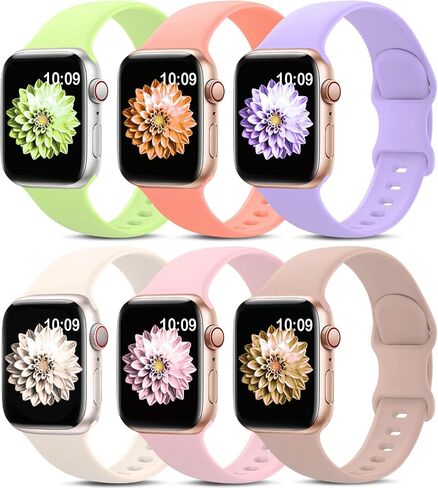 6 Pack Sport Bands Compatible with Apple Watch Band 38mm 40mm 41mm 42mm 44mm 45mm 49mm,Soft Silicone Waterproof Strap Compatible with iWatch Apple Watch Series 9 Ultra 8 7 6 5 4 3 2 1 SE Women Men in Saudi Arabia