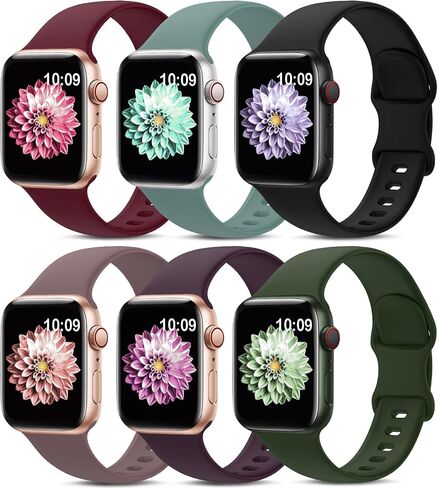 6 Pack Sport Bands Compatible with Apple Watch Band 38mm 40mm 41mm 42mm 44mm 45mm 49mm,Soft Silicone Waterproof Strap Compatible with iWatch Apple Watch Series 9 Ultra 8 7 6 5 4 3 2 1 SE Women Men in Saudi Arabia