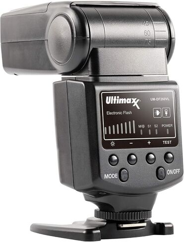 فلاش Speedlite الديناميكي الاحترافي DF260VL من Ultimaxx لكاميرات Canon Nikon Panasonic Olympus Pentax وغيرها من كاميرات DSLR، للكاميرات الرقمية مع حذاء معدني ساخن in Saudi Arabia