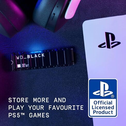 WD_BLACK 1TB SN850P NVMe M.2 SSD Officially Licensed Storage Expansion for PS5 Consoles, up to 7,300MB/s, with heatsink - WDBBYV0010BNC-WRSN in Kuwait