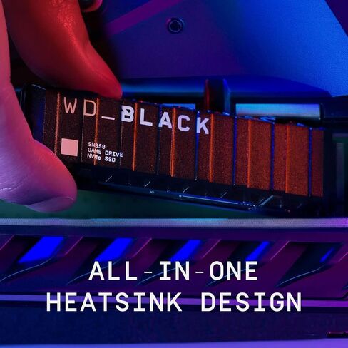 WD_BLACK 1TB SN850P NVMe M.2 SSD Officially Licensed Storage Expansion for PS5 Consoles, up to 7,300MB/s, with heatsink - WDBBYV0010BNC-WRSN in Kuwait