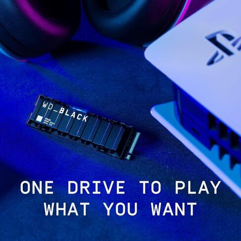 WD_BLACK 1TB SN850P NVMe M.2 SSD Officially Licensed Storage Expansion for PS5 Consoles, up to 7,300MB/s, with heatsink - WDBBYV0010BNC-WRSN in Kuwait