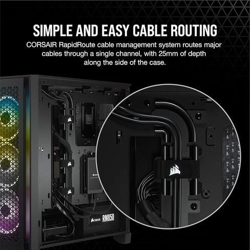 حقيبة Corsair iCUE 4000D RGB Mid-Tower - 3X AF120 RGB Elite Fans - وحدة تحكم Lighting Node PRO - تصميم تدفق الهواء العالي - نظام إدارة الكابلات RapidRoute - أسود in Kuwait