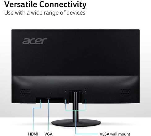 شاشة مكتب الألعاب Acer SB272 EBI مقاس 27 بوصة عالية الدقة (1920 × 1080) IPS بدون إطار | تقنية AMD FreeSync | تصميم أنيق رفيع للغاية | 100 هرتز | 1 مللي ثانية (VRB) | ضوء أزرق منخفض | إمالة | منافذ HDMI وVGA in Saudi Arabia