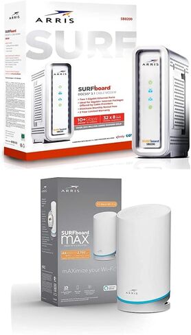 ARRIS SURFboard SB8200 DOCSIS 3.1 كابل مودم | معتمد لـ Comcast Xfinity وCox وCharter Spectrum والمزيد | منفذين بسرعة 1 جيجابت في الثانية | أقصى سرعة إنترنت 1 جيجابت في الثانية | 4 قنوات OFDM | ضمان لمدة عامين، أبيض in Kuwait