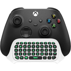 TiMOVO Green Backlight Keyboard for Xbox Gaming Controller, Black | Wireless Chatpad Keypad, Built-in 3.5mm Audio Jack & 2.4G Receiver, for Xbox Series X/S Accessories in Kuwait