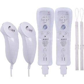 Motion Plus Wii Controllers 2Packs with Nunchucks, Wii Remote Controllers Compatible for wii and Wii U with Built in Motion Plus