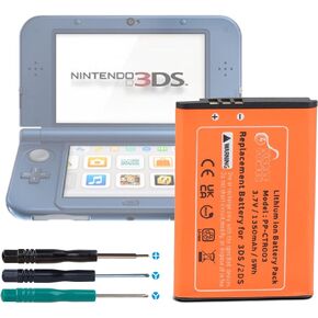 بطارية بديلة من Pickle Power 2 Pack 1350mAh CTR-003 لوحدة تحكم ألعاب Nintendo 3DS 2DS مع أداة (ليست لـ 3DS و3DS XL الجديدة)