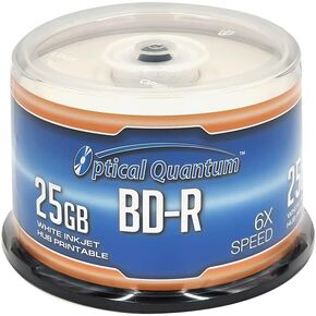 BD-R 25GB 6X White Inkjet Printable Blu-ray Discs, 50-Pack | BD-R 25GB printable Blu-ray discs for HD video and data. Hard Coat protection. Writable Blu ray Discs in Kuwait