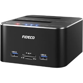 FIDECO Hard Drive Docking Station, USB 3.0 SATA to HDD Docking Station for 2.5 & 3.5 inch SATA HDD/SSD, Dual Bay, Support Offline Clone (Aluminum and ABS) in Saudi Arabia