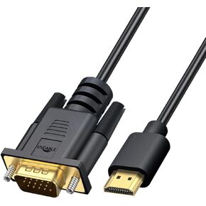 HDMI to VGA Cable Adapter, Gold-Plated, 6 Feet Male to MaleCord for Computer, Desktop, Laptop, PC, Monitor, Projector, HDTV, and More (NOT Bidirectional) -1.83M