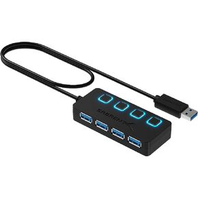 Sabrent 4-Port USB 3.0 Data Hub with Individual LED Power Switches | 2 Ft Cable | Slim & Portable | for Mac & PC (HB-UM43) in Kuwait