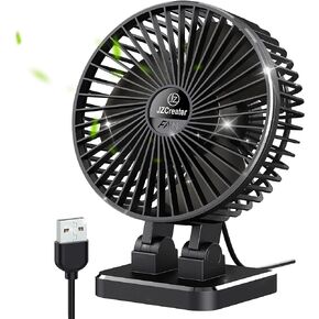 JZCreater USB مروحة مكتب، مروحة صغيرة محمولة، 3 سرعات مروحة تبريد طاولة سطح المكتب، قم بتوصيل مروحة الطاقة، دوران الرياح القوية، مروحة صغيرة شخصية هادئة للمنزل المكتبي وغرفة النوم والسفر، أسود أزرق in Kuwait