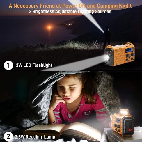 Eoxsmile Emergency Radio with NOAA Weather Alert, Solar Hand Crank Portable | AM/FM Shortwave, 5000mAh Rechargeable Battery Powered, USB Charger, Flashlight, SOS Alarm for Home Outdoor Survival Outages in Saudi Arabia