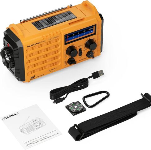 Eoxsmile Emergency Radio with NOAA Weather Alert, Solar Hand Crank Portable | AM/FM Shortwave, 5000mAh Rechargeable Battery Powered, USB Charger, Flashlight, SOS Alarm for Home Outdoor Survival Outages in Saudi Arabia