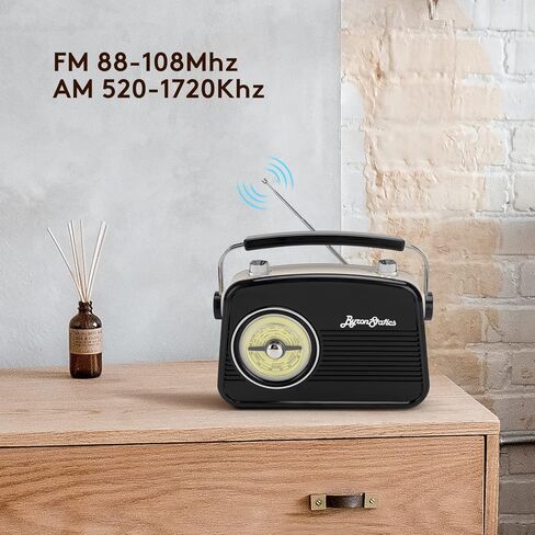 أجهزة راديو بايرون ستاتيكس المحمولة AM FM مع مكبر صوت بلوتوث، مقبض كبير محول طاقة تيار متردد 120 فولت أو قرص كبير يعمل بالبطارية، سهل الاستخدام، مقبض ضبط هوائي تلسكوبي، جاك أزرق مخضر in Kuwait