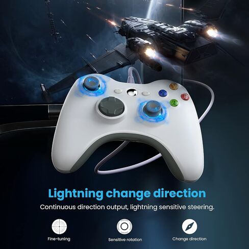 YAEYE Wired Controller for Xbox 360, Game Controller for 360 with Dual-Vibration Turbo Compatible with Xbox 360/360 Slim and PC Windows 7,8,10,11 in Saudi Arabia