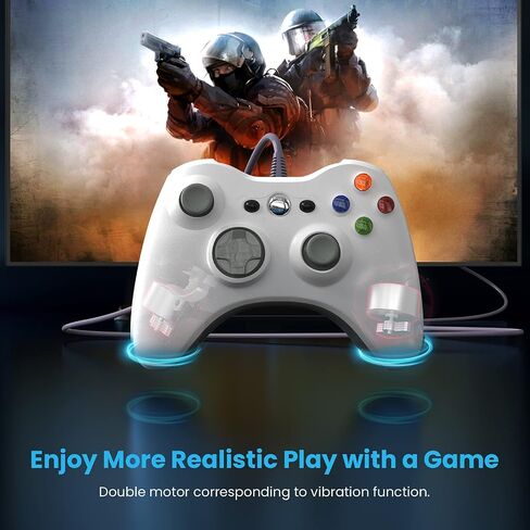 YAEYE Wired Controller for Xbox 360, Game Controller for 360 with Dual-Vibration Turbo Compatible with Xbox 360/360 Slim and PC Windows 7,8,10,11 in Saudi Arabia