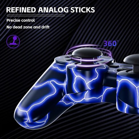 Wireless Controller for PS-3 Motion Sense Double Vibration Upgraded Gaming Remote for Play 3 with Charging Cord (Transparent Green and Transparent Blue) in Kuwait