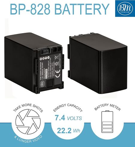 BM Premium 2 BP-828 بطاريات لCanon VIXIA GX10, HF G21, HFG30, HFG40, HFM30, HFM31, HFM32, HFM300, HFM301, HFM40, HFM41, HFM400, XA10, XA11, XA15, XA20, XA25, XA30, XA35, XF400, XF405 Camcorders in Saudi Arabia