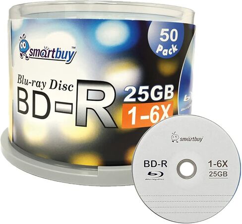 Smartbuy 25gb 6X Bd-r BDR Blu-ray Single Layer Logo Blank Data Recordable Media Disc Spindle Pack (50-Disc) in Saudi Arabia