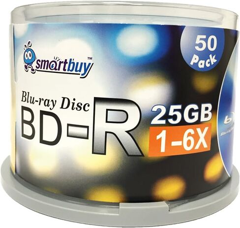 Smartbuy 25gb 6X Bd-r BDR Blu-ray Single Layer Logo Blank Data Recordable Media Disc Spindle Pack (50-Disc) in Saudi Arabia