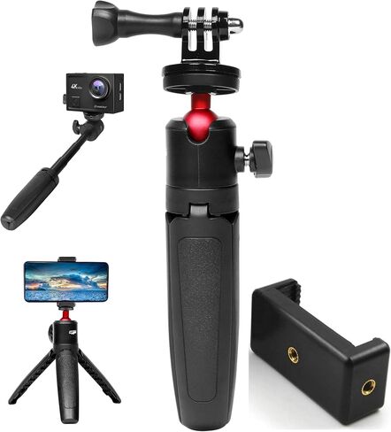 Action Pro Extendable Selfie Stick Tripod with Phone Holder, Portable Tripod Compatible for iPhone/Android/GoPro Cameras, Lightweight vlog Selfie Stick for Group Photos, Video Recording and vlogging in Kuwait