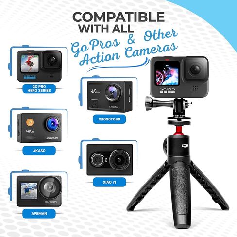 Action Pro Extendable Selfie Stick Tripod with Phone Holder, Portable Tripod Compatible for iPhone/Android/GoPro Cameras, Lightweight vlog Selfie Stick for Group Photos, Video Recording and vlogging in Kuwait