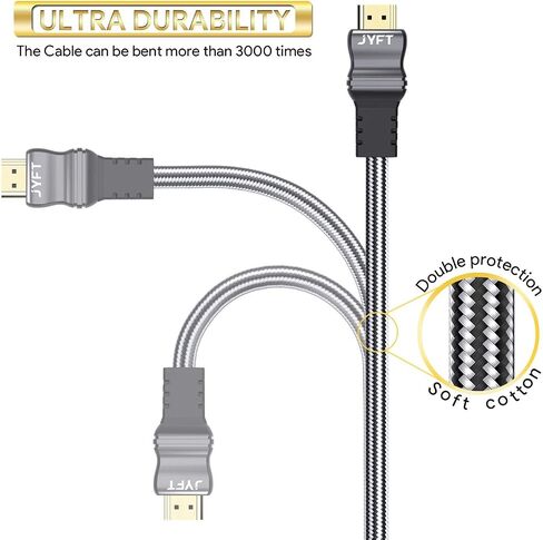 HDMI Cable 3.3Feet HDMI 2.1 with Braided Cord, Video 8K @ 60Hz Ultra HD(UHD), Ethernet & Audio Return, Support Apple TV, Xbox, PS3, PS4, HDTV in Saudi Arabia
