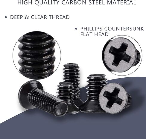 ECKJ 600pcs M2 مسامير استبدال الكمبيوتر المحمول، فيليبس شقة رئيس غاطسة آلة مسامير المسمار المكسرات غسالات مجموعة متنوعة، M2 × 4 مم / 5 مم / 6 مم / 8 مم للكمبيوتر الشخصي، إصلاح SSD، محرك NVMe أسود in Kuwait