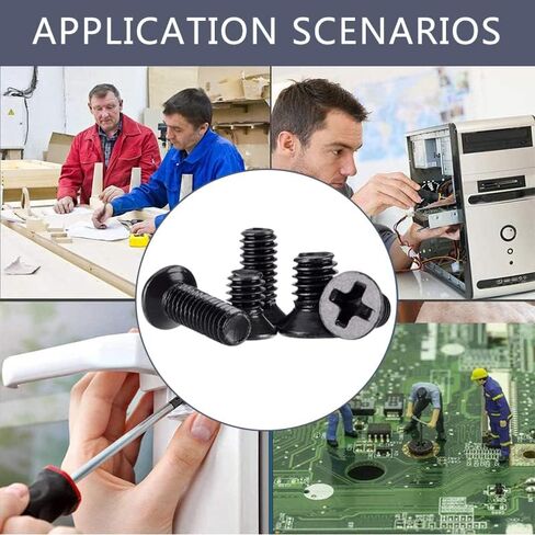 ECKJ 600pcs M2 مسامير استبدال الكمبيوتر المحمول، فيليبس شقة رئيس غاطسة آلة مسامير المسمار المكسرات غسالات مجموعة متنوعة، M2 × 4 مم / 5 مم / 6 مم / 8 مم للكمبيوتر الشخصي، إصلاح SSD، محرك NVMe أسود in Kuwait