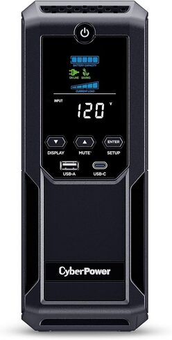 CyberPower CP1350AVRLCD3 Intelligent LCD UPS Battery Backup | 1350VA/815W, 12 Outlets, 2 USB Ports, AVR, Mini Tower, UL Certified in Kuwait